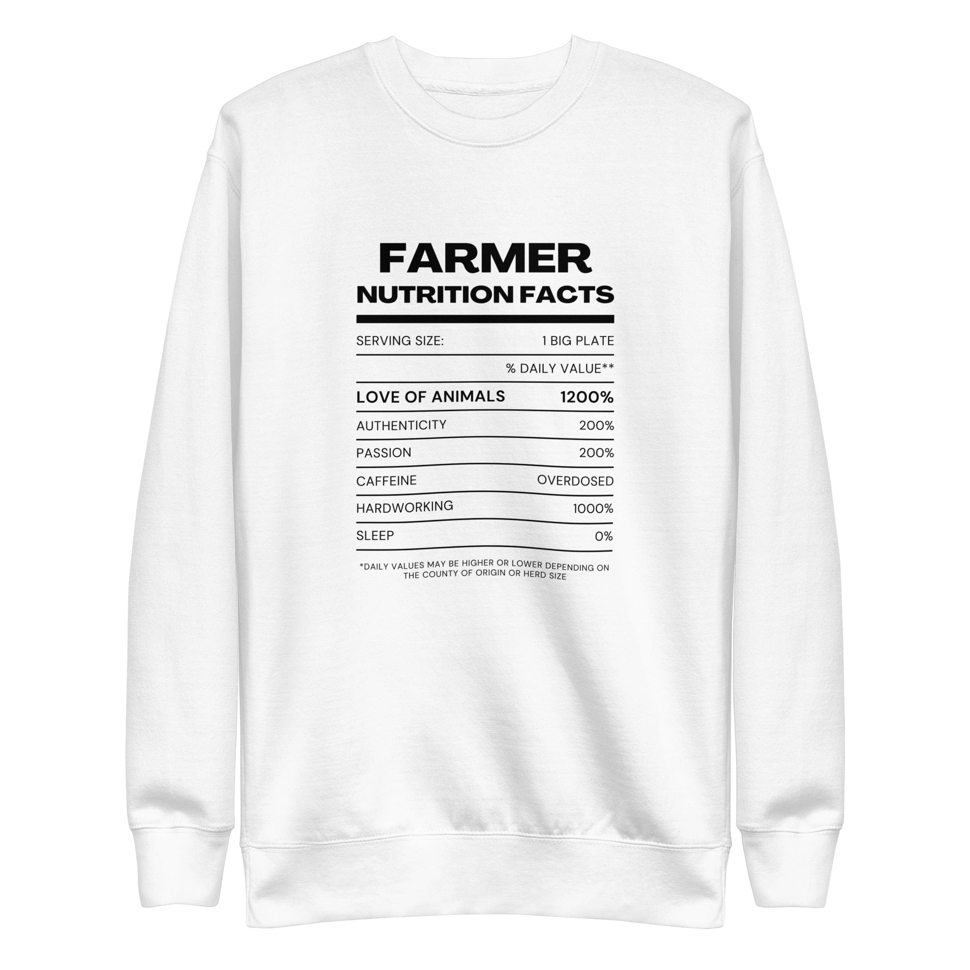 The Tractors Mugs Store S Farmers Nutrition Unisex Premium Sweatshirt Quality Farmers Merch