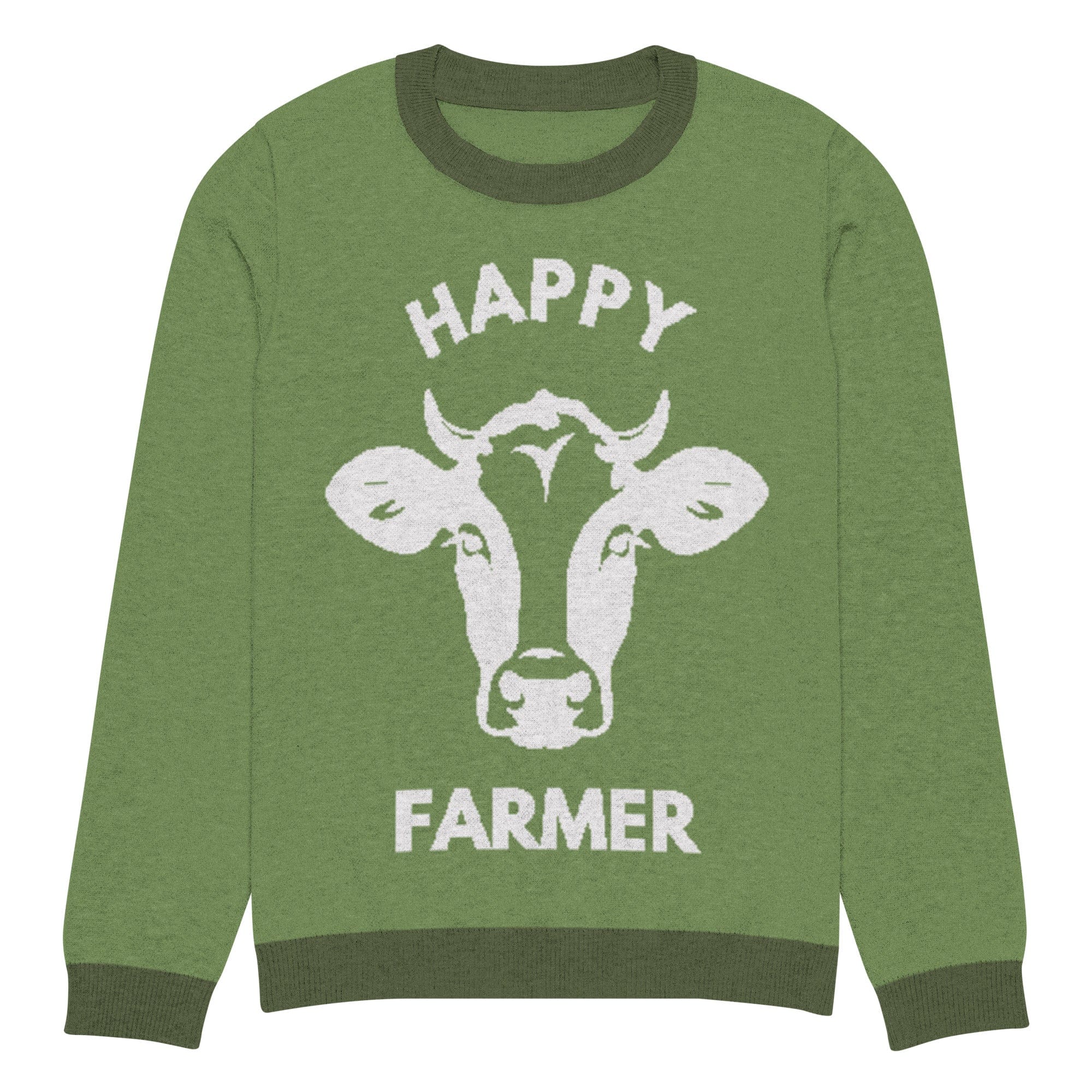 The Tractors Mugs Store S Happy Cattle Farmer Knitted crew neck sweater Quality Farmers Merch