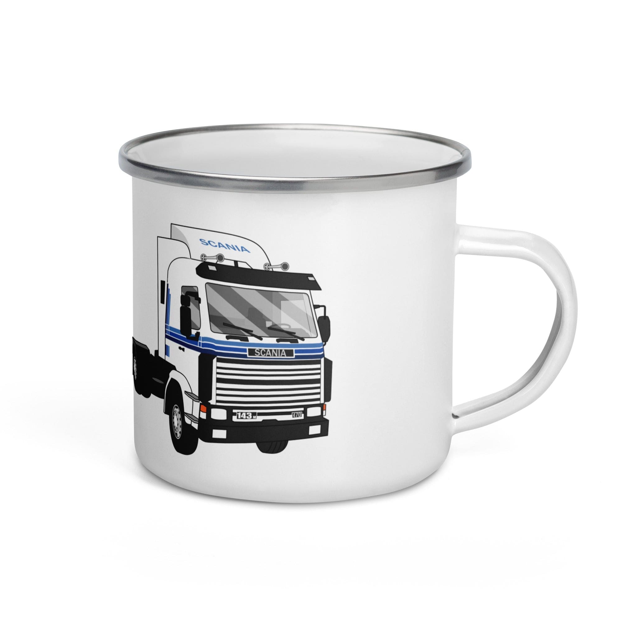 The Tractors Mugs Store Scania 143M 470 Enamel Mug Quality Farmers Merch