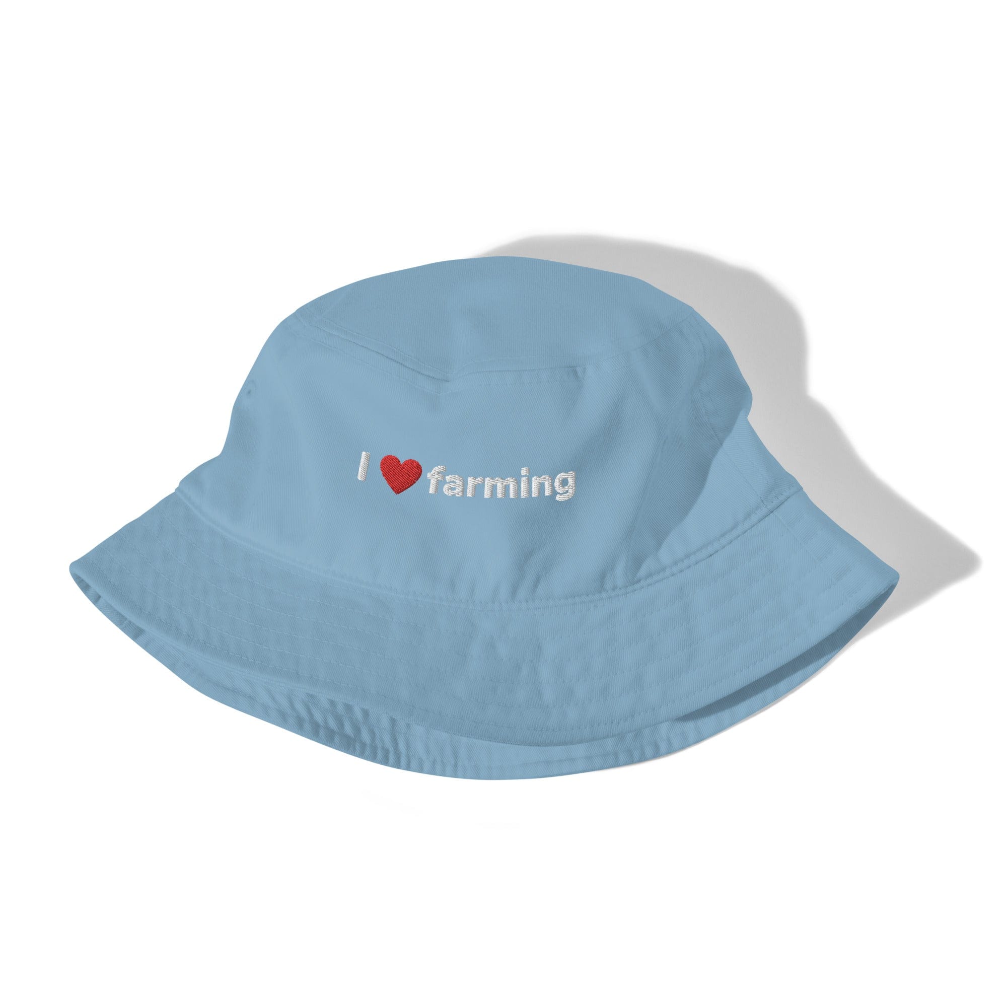 The Tractors Mugs Store Slate Blue I Love Farming Organic Bucket Hat Quality Farmers Merch