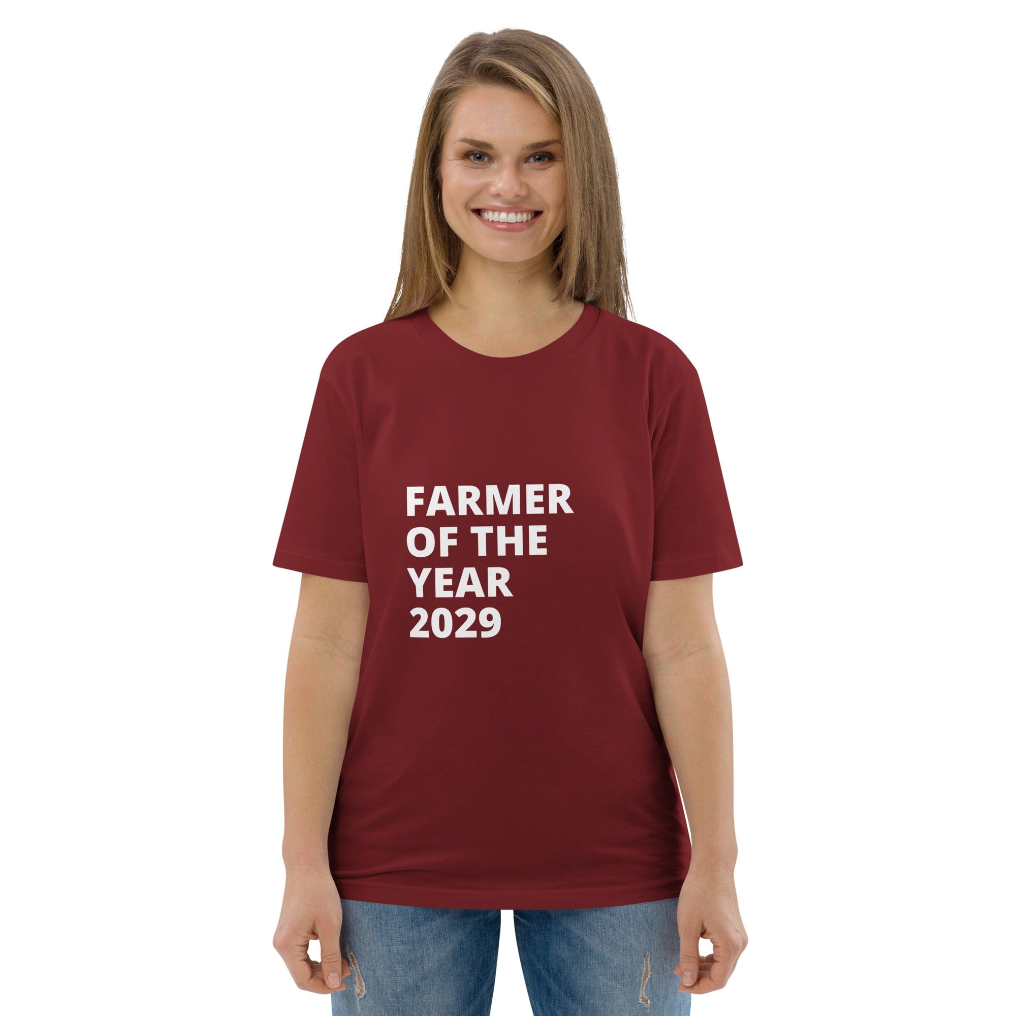 The Tractors Mugs Store T-Shirt Burgundy / S Farmer of The Year 2029 Unisex Organic Cotton T-shirt Quality Farmers Merch