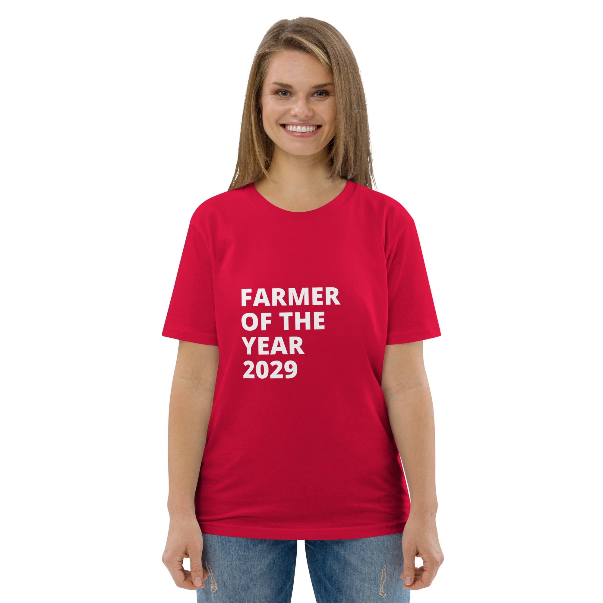 The Tractors Mugs Store T-Shirt Red / S Farmer of The Year 2029 Unisex Organic Cotton T-shirt Quality Farmers Merch