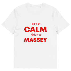 The Tractors Mugs Store White / S KEEP CALM drive a MASSEY Unisex organic cotton t-shirt Quality Farmers Merch