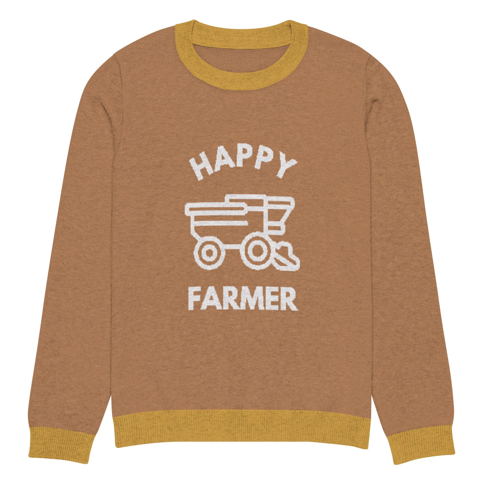 The Tractors Mugs Store XL Happy Tillage Farmer Knitted crew neck sweater Quality Farmers Merch