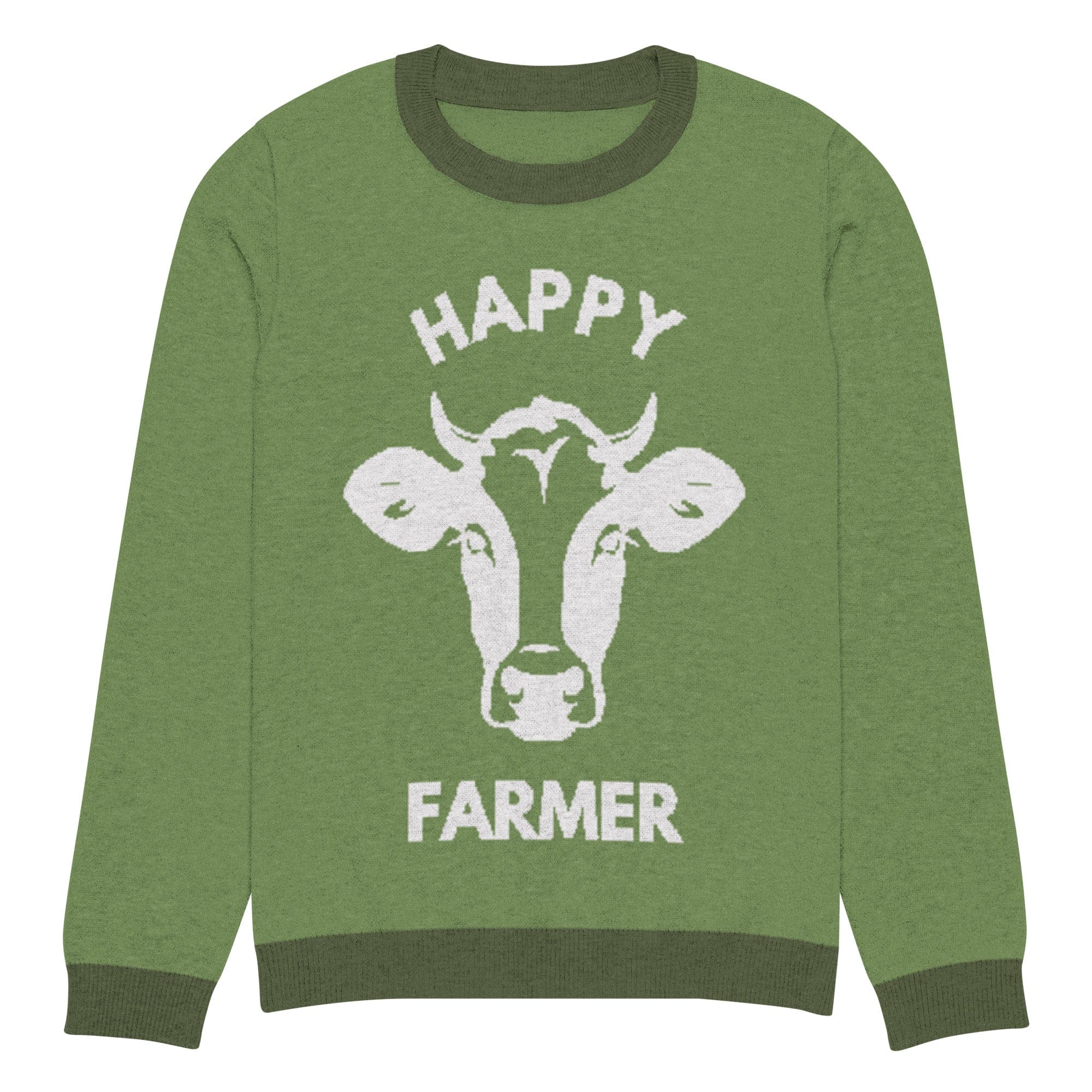 The Tractors Mugs Store XS Happy Cattle Farmer Knitted crew neck sweater Quality Farmers Merch