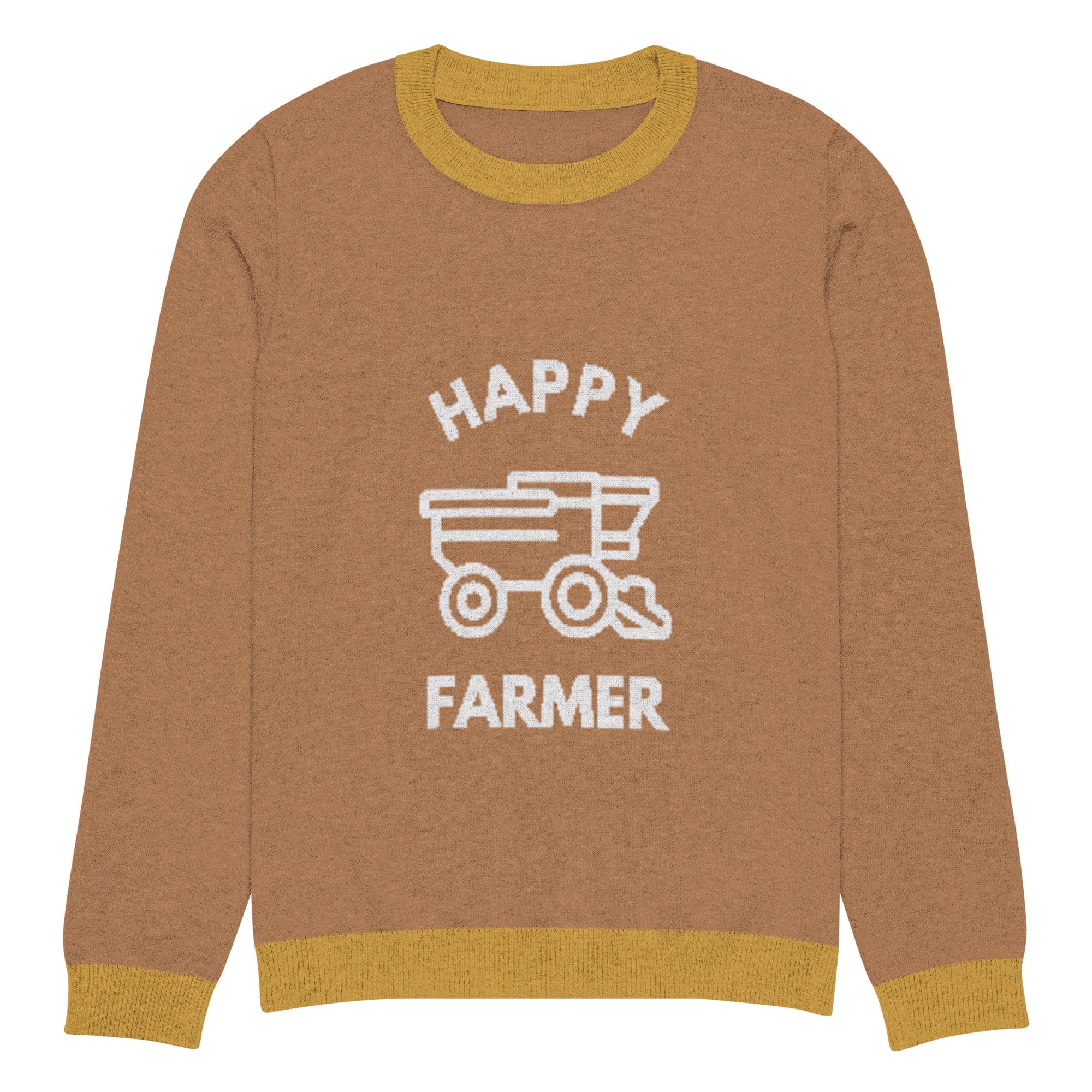 The Tractors Mugs Store XS Happy Tillage Farmer Knitted crew neck sweater Quality Farmers Merch