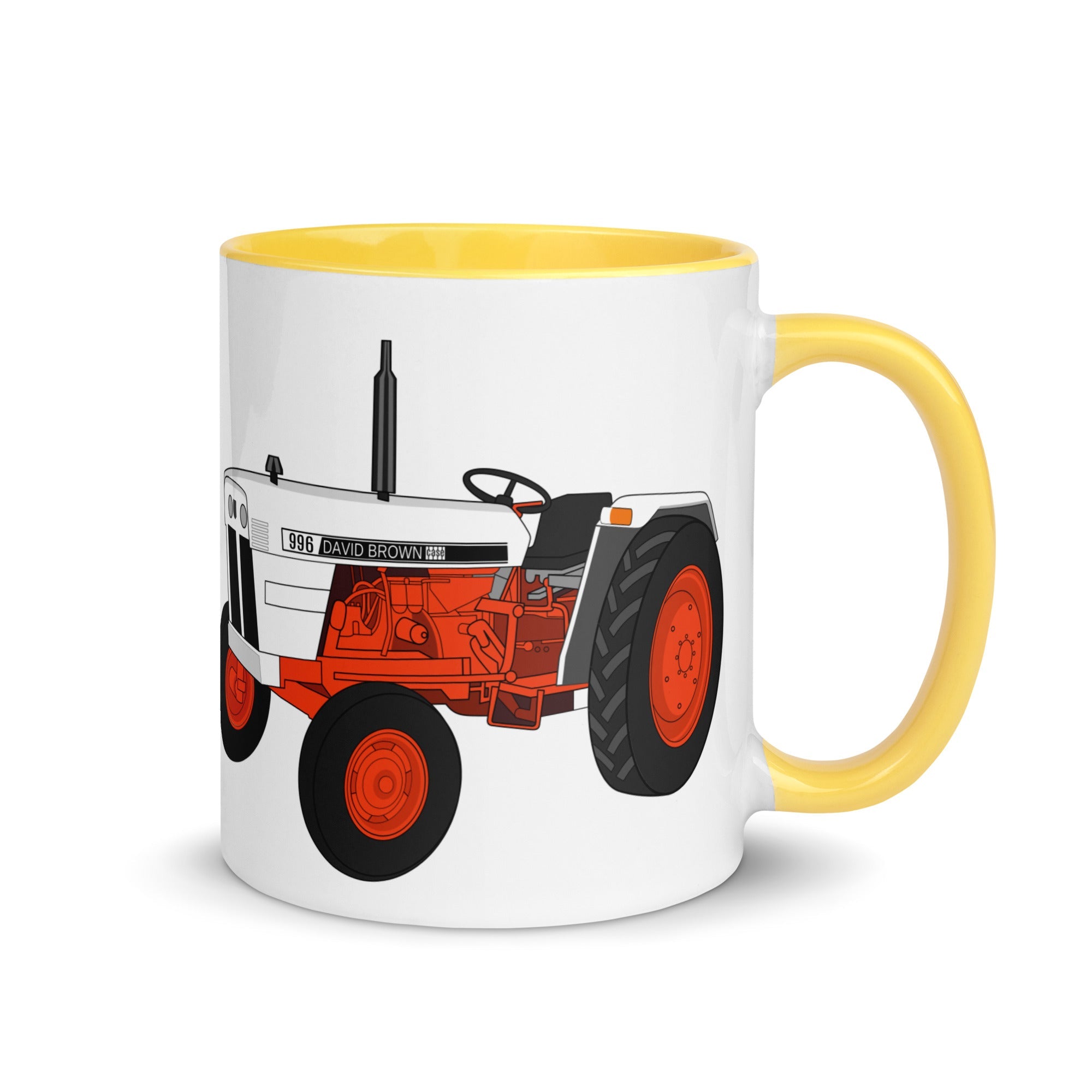 The Tractors Mugs Store Yellow Case David Brown 996 (1974) Mug with Color Inside Quality Farmers Merch