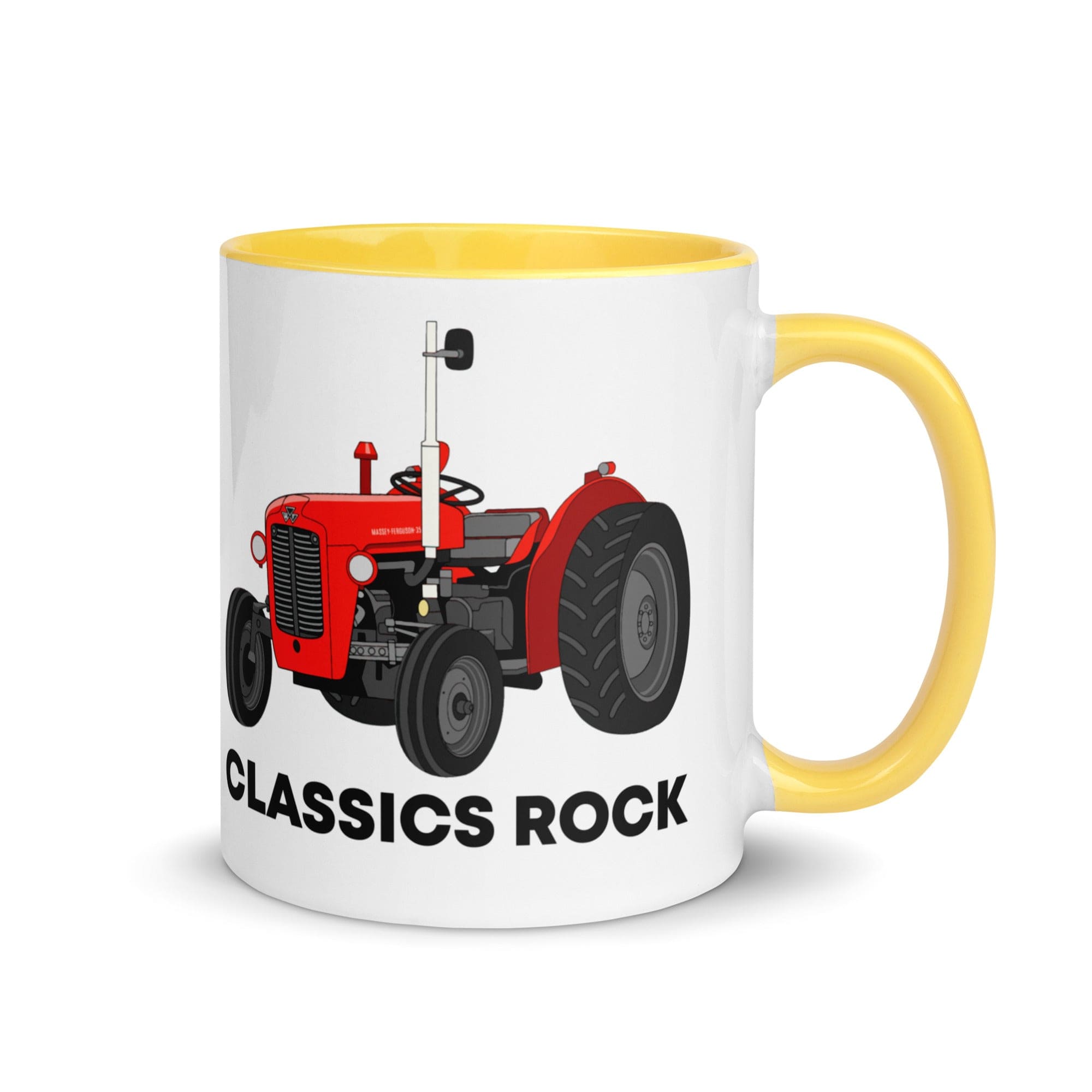 The Tractors Mugs Store Yellow Classic Rock Massey Ferguson 35X Mug with Color Inside Quality Farmers Merch