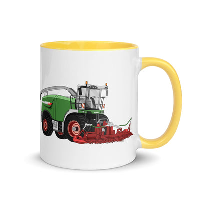 The Tractors Mugs Store Yellow Fendt Katana 85 Forage Harvester Mug with Color Inside Quality Farmers Merch