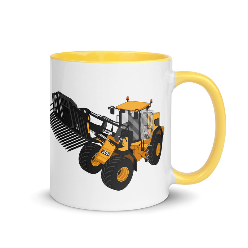 The Tractors Mugs Store Yellow JCB 435 S Farm Master Mug with Color Inside Quality Farmers Merch