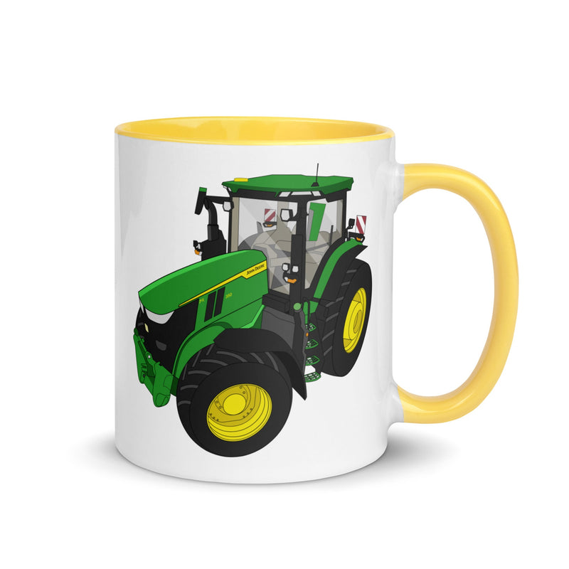 The Tractors Mugs Store Yellow John Deere 7R 350 auto powr Mug with Color Inside Quality Farmers Merch