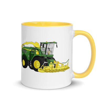 The Tractors Mugs Store Yellow John Deere 8500i Forage Harvester Mug with Color Inside Quality Farmers Merch