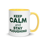 The Tractors Mugs Store Yellow KEEP CALM and STAY PLOUGHING Mug with Color Inside Quality Farmers Merch