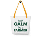 The Tractors Mugs Store Yellow Keep Calm Be a Farmer Tote bag Quality Farmers Merch