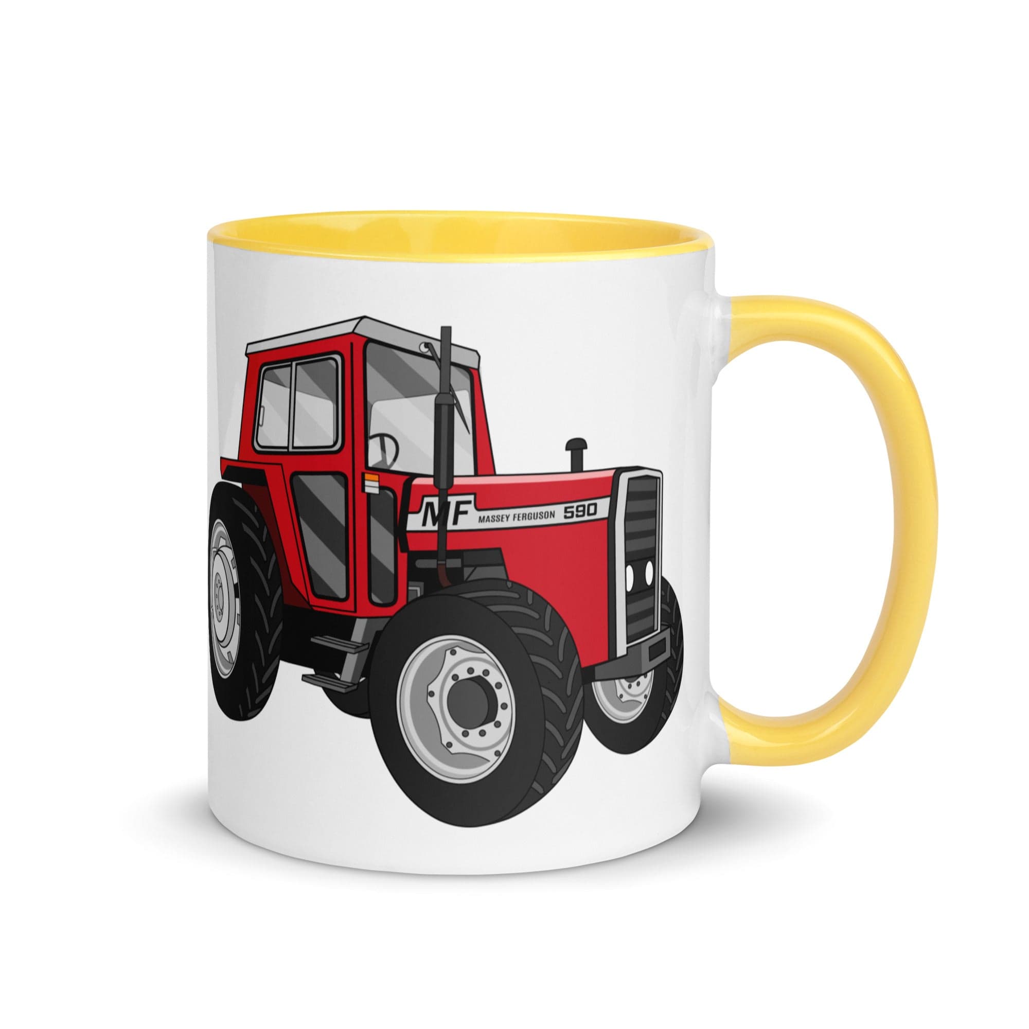 The Tractors Mugs Store Yellow Massey 590 4WD Mug with Color Inside Quality Farmers Merch