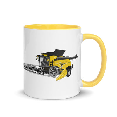 The Tractors Mugs Store Yellow New Holland CR Combine Harvester (2004). Mug with Color Inside Quality Farmers Merch