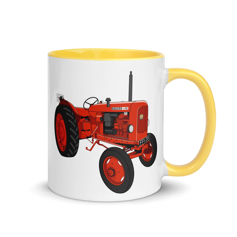 The Tractors Mugs Store Yellow Nuffield 4_60 Mug with Color Inside Quality Farmers Merch