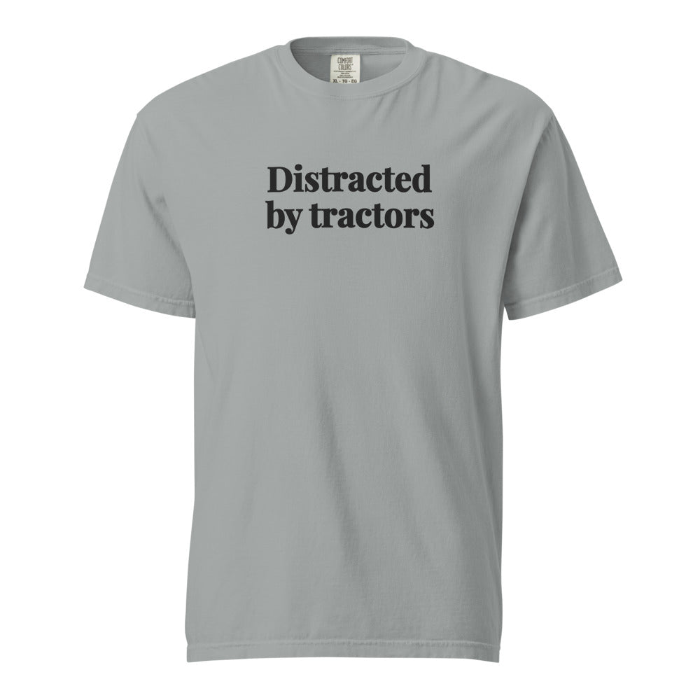 Distracted by Tractors T-shirt - Granite