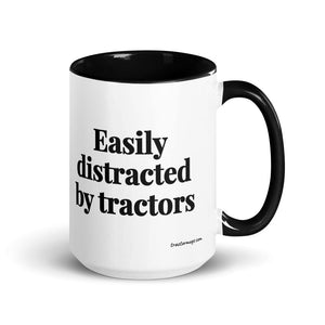 Easily Distracted By Tractors 15 oz Mug with Color Inside - Black