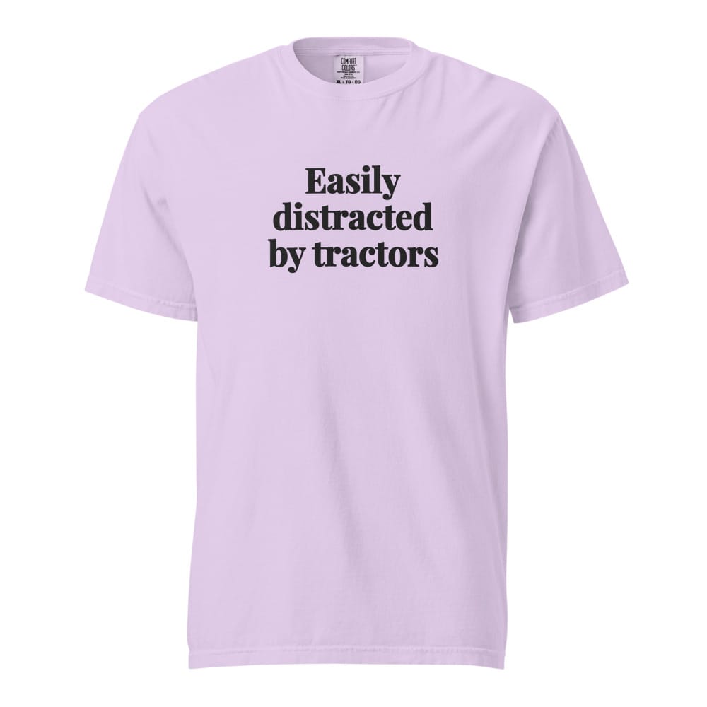 Easily Distracted By Tractors T-shirt - Orchid